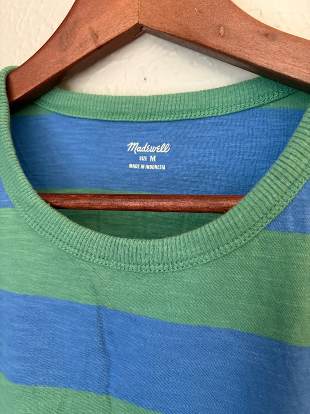 Madewell Blue and Green Striped Short Sleeve Tee - Picture 2 of 3